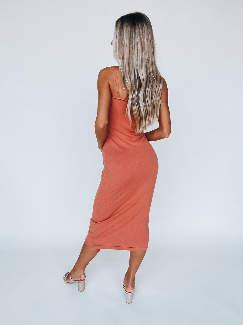 Apricot Cut Out Midi Dress