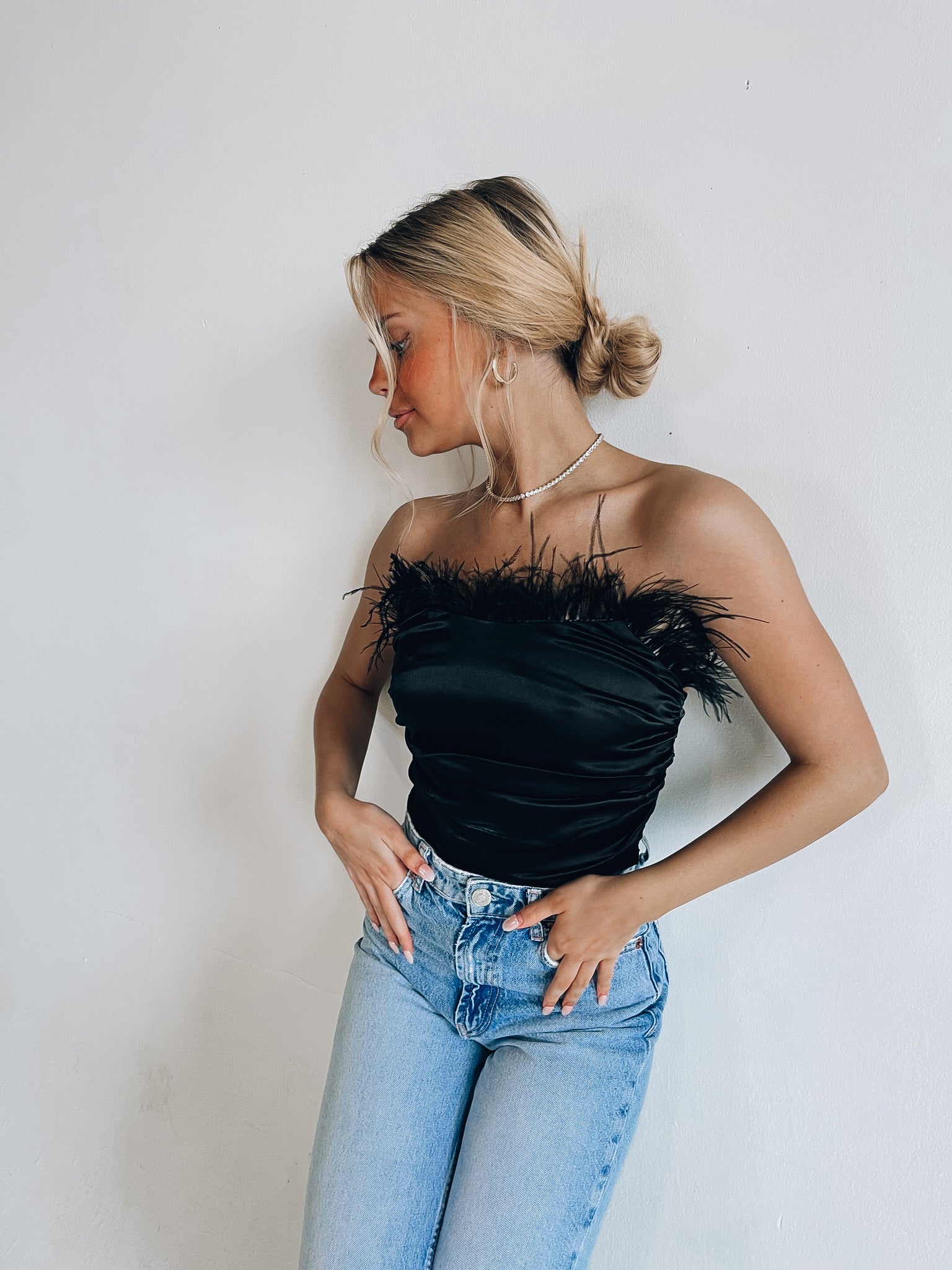 Vivian Feather Strapless Top