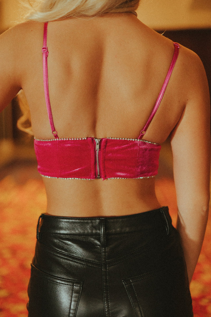 Pink Velvet Rhinestone Crop Top – Madida Clothing