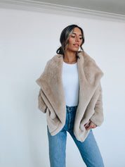 Almond Faux Fur Jacket