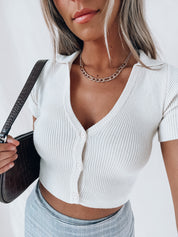 SALE :Megan Collared Knit Top