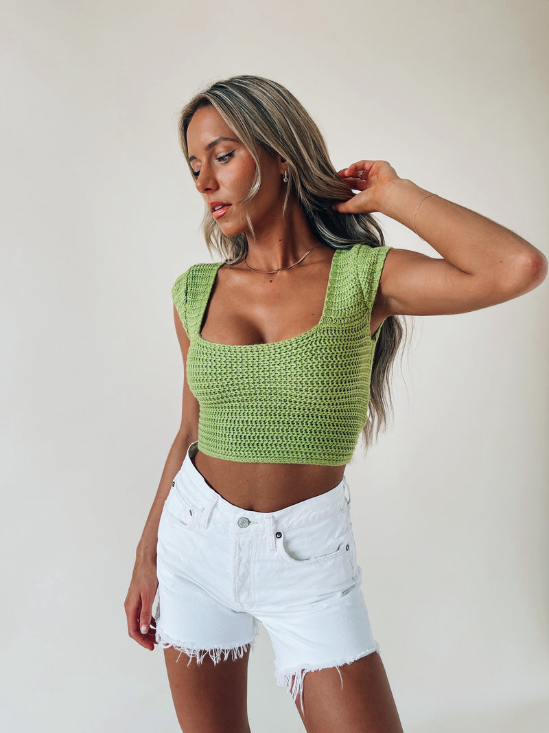 Carsyn Woven Knit Cropped Top
