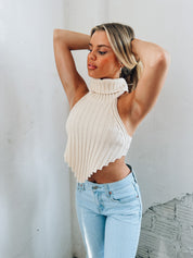 Sleeveless Turtleneck Crop Top