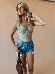 Dahlia Taupe Crochet Top