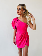 Lauryn One Shoulder Dress In Pink