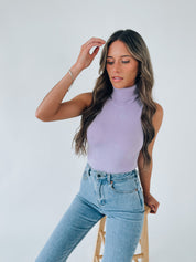 Lavender Sleeveless Turtleneck Bodysuit