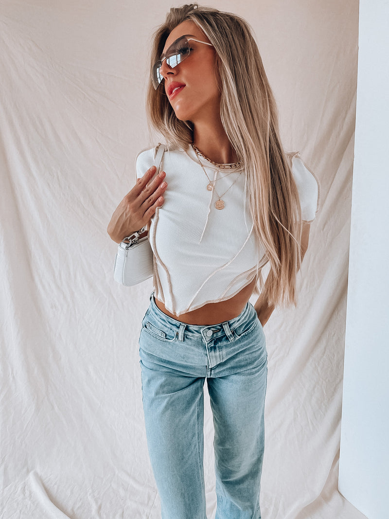 SALE : Adria Asymmetrical Crop Tee