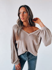 SALE :Emmett Mocha Long Sleeve Top