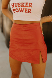 Stassi Red Leather Mini Skort