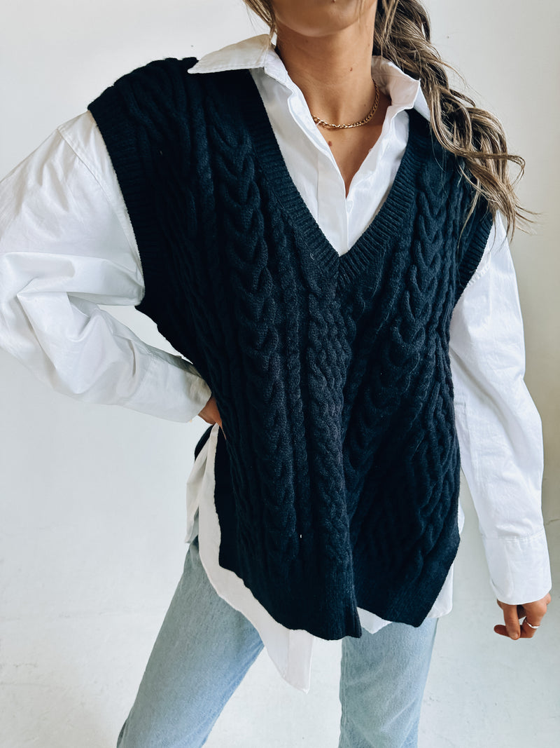 V-neck knit vest · Navy Blue · Sweaters And Cardigans
