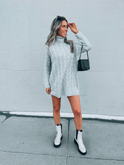 SALE: Girl At Home Sweater Dress In Grey