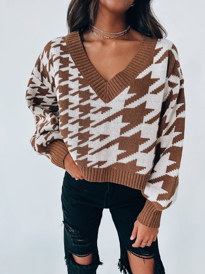Amelia Knit Houndstooth Sweater