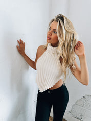 Sleeveless Turtleneck Crop Top