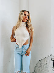 Sleeveless Turtleneck Crop Top