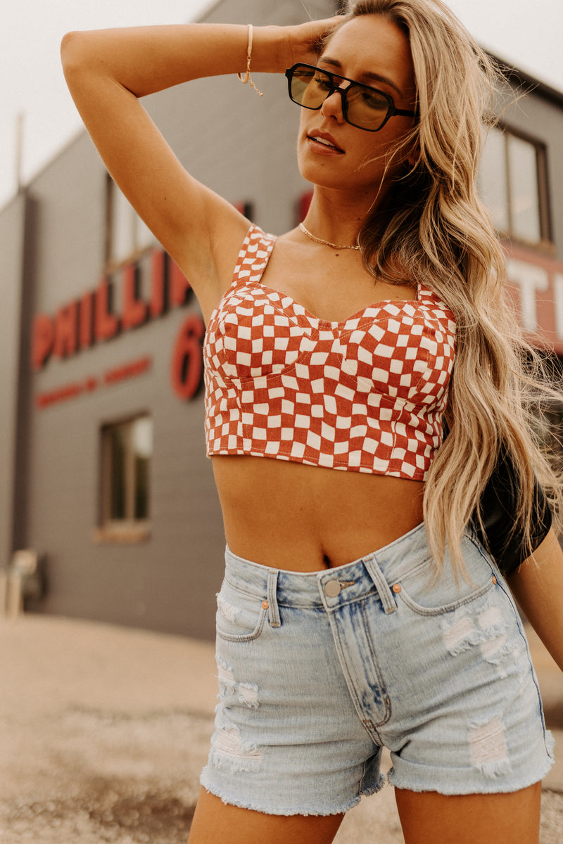 Red & White Checkered Crop Top