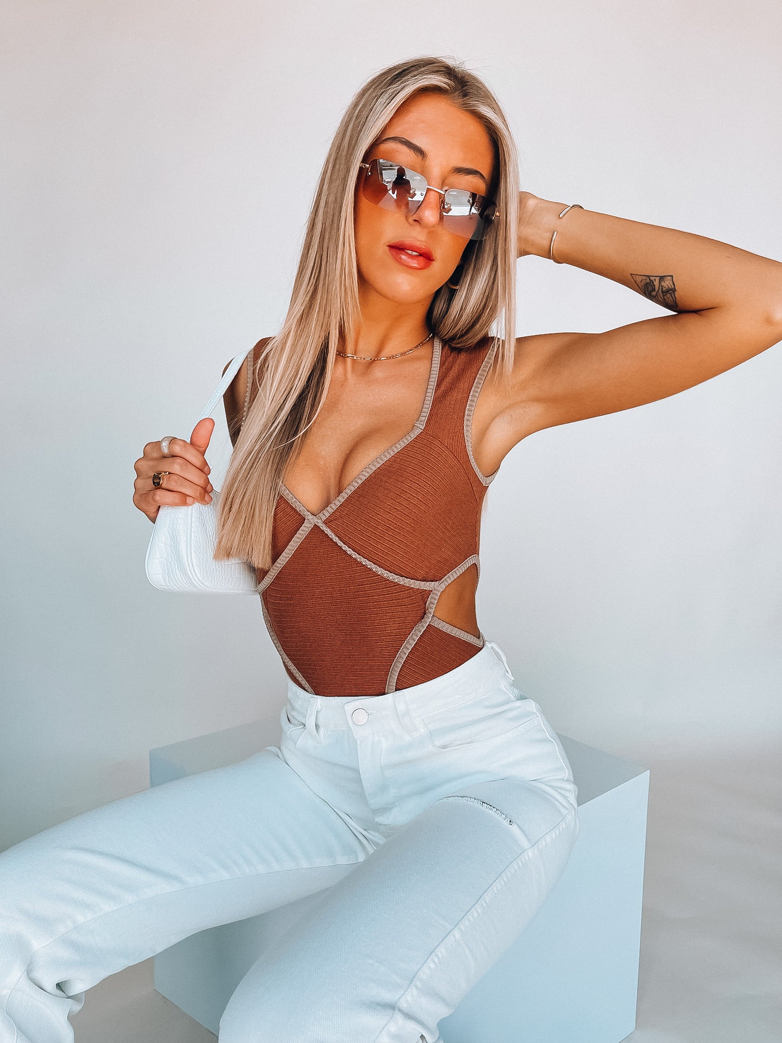 RESTOCKED: Mocha Rory Cut Out Bodysuit