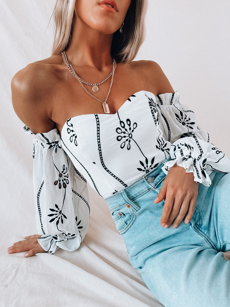 SALE :Dixie Embroidered Bodysuit