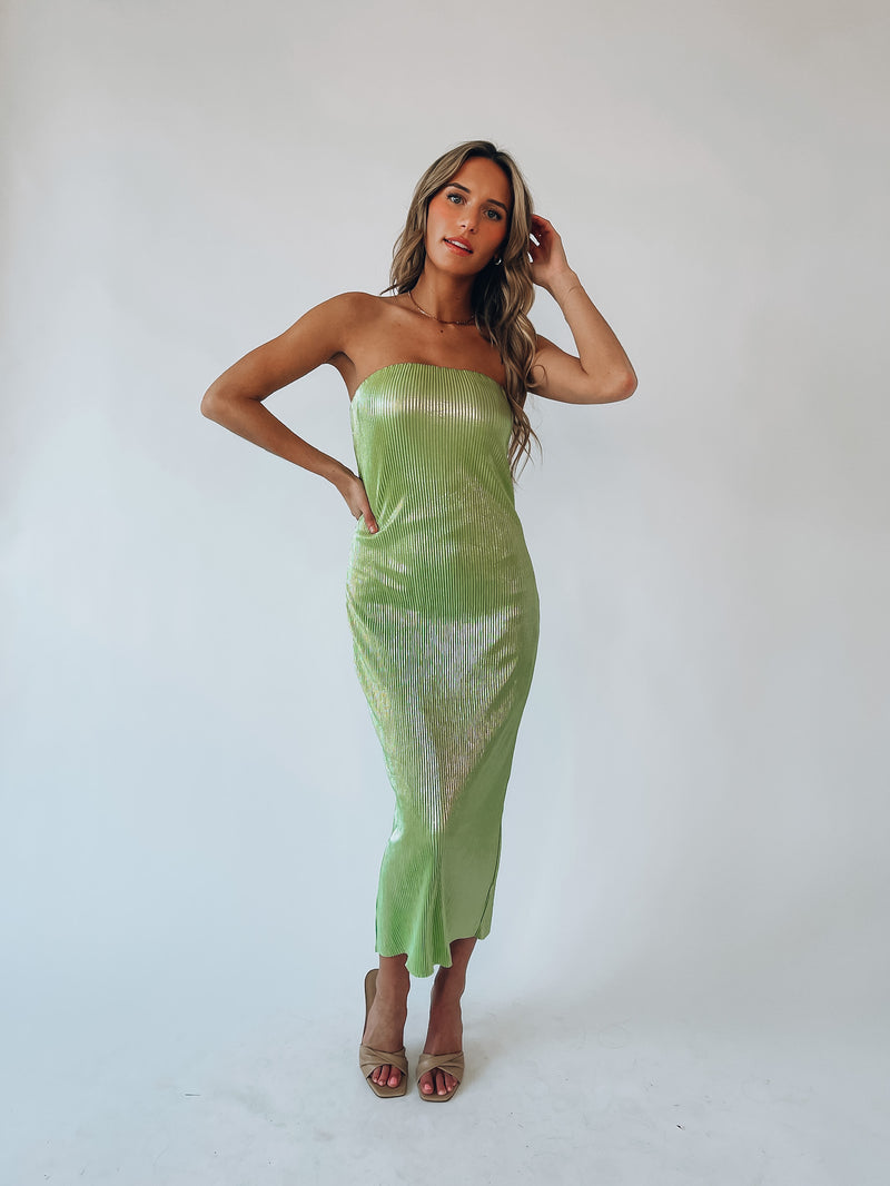 SALE :Heather Ribbed Strapless Midi Dress