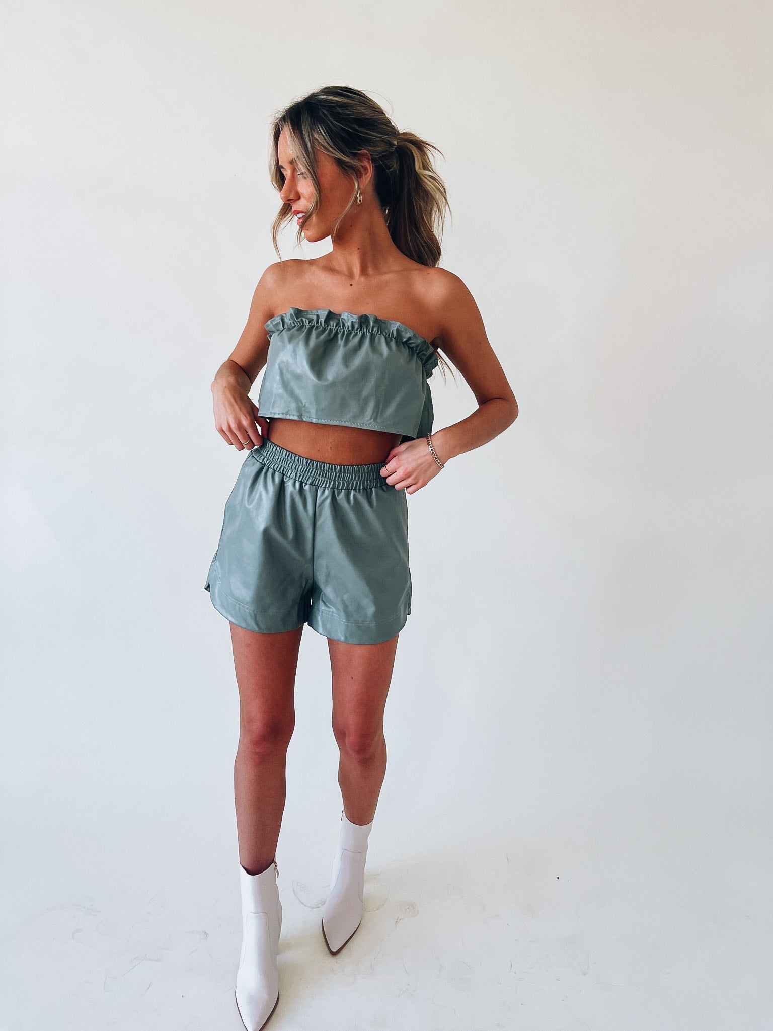 Alessia Leather Short Set