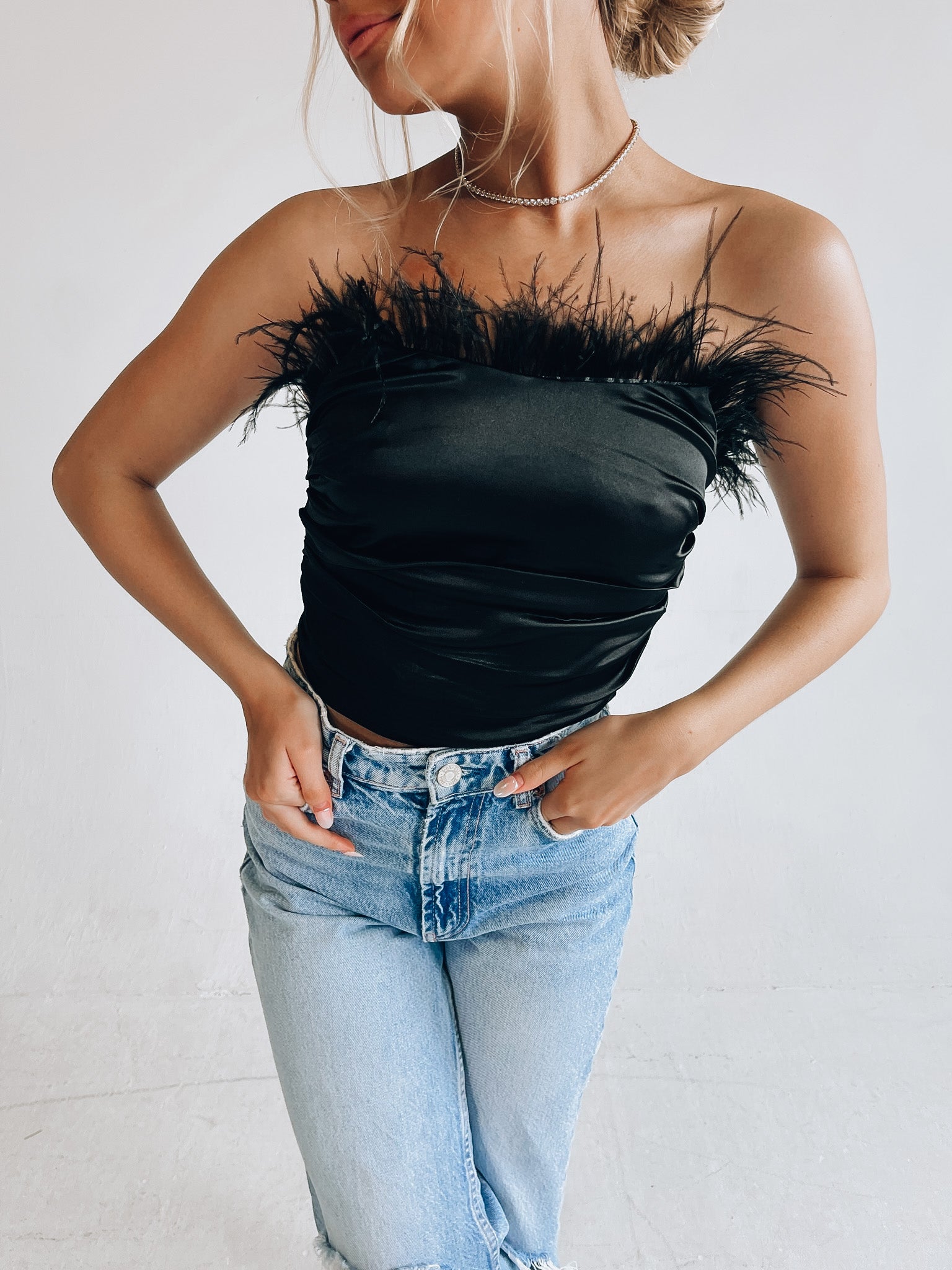 Vivian Feather Strapless Top