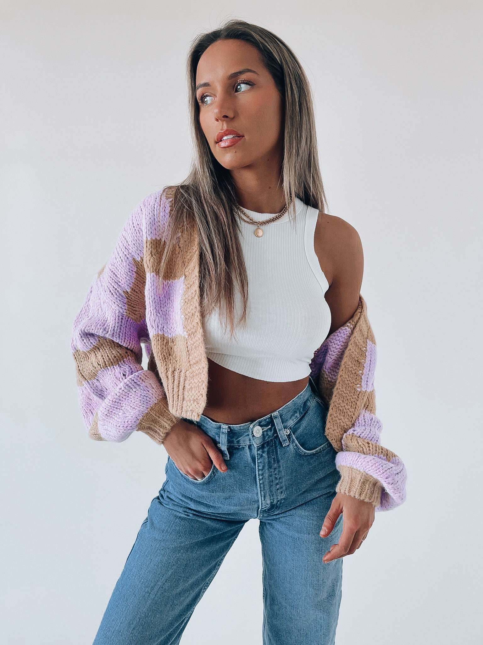 Marisol Color Block Cropped Cardi