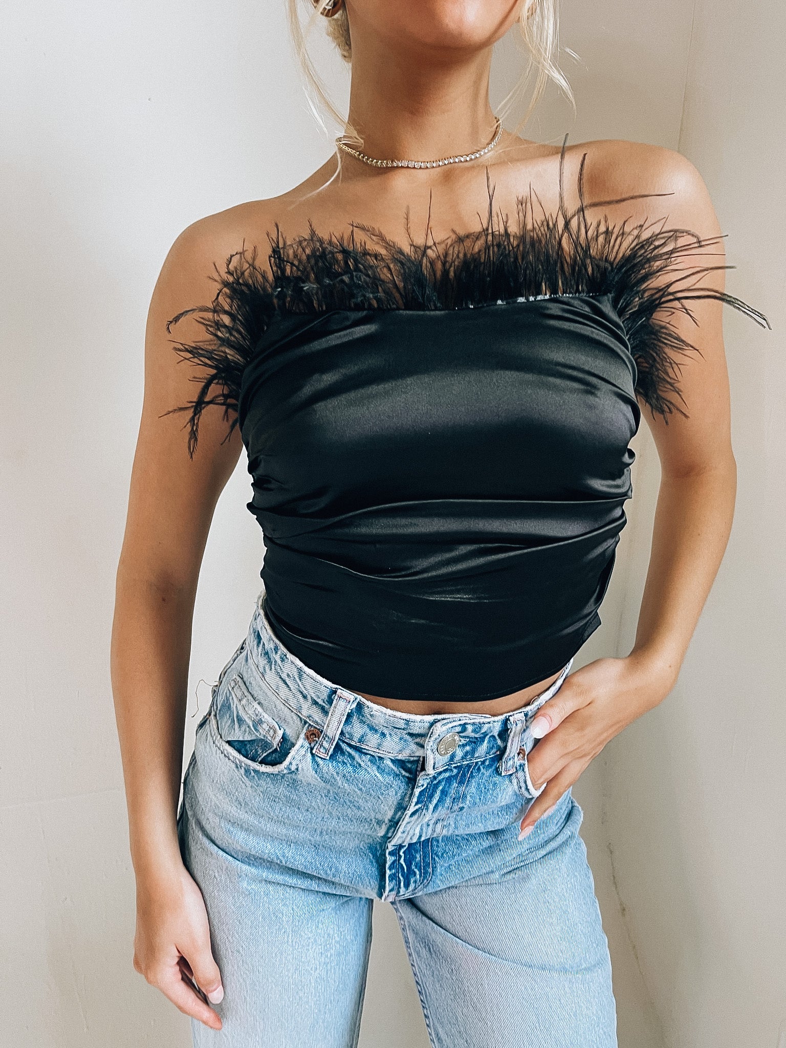 Vivian Feather Strapless Top