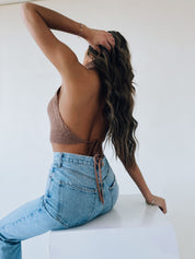 Tie Back Turtleneck Crop Sweater