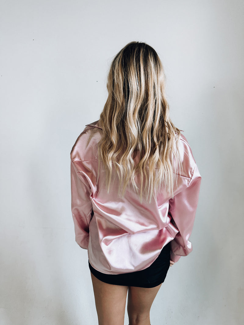 Dusty Pink Silk Button Up