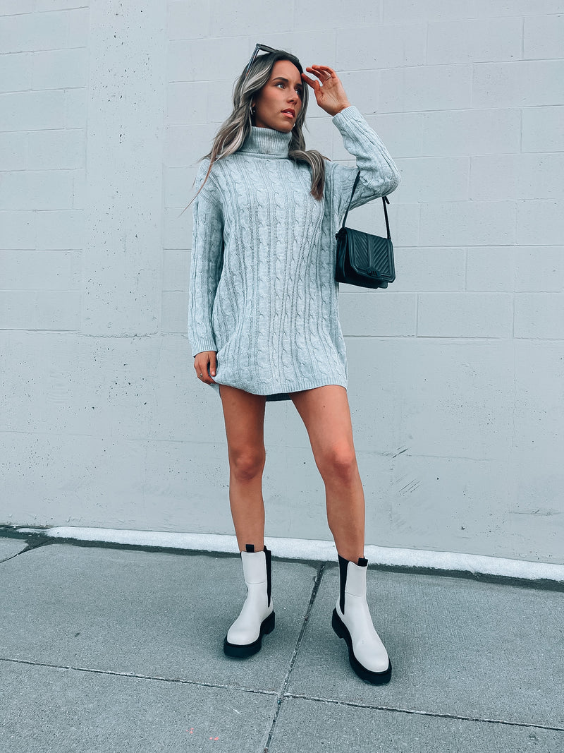 Girl At Home Sweater Dress In Grey