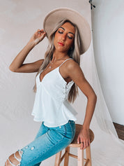 SALE :White Charlee Lace Up Tank