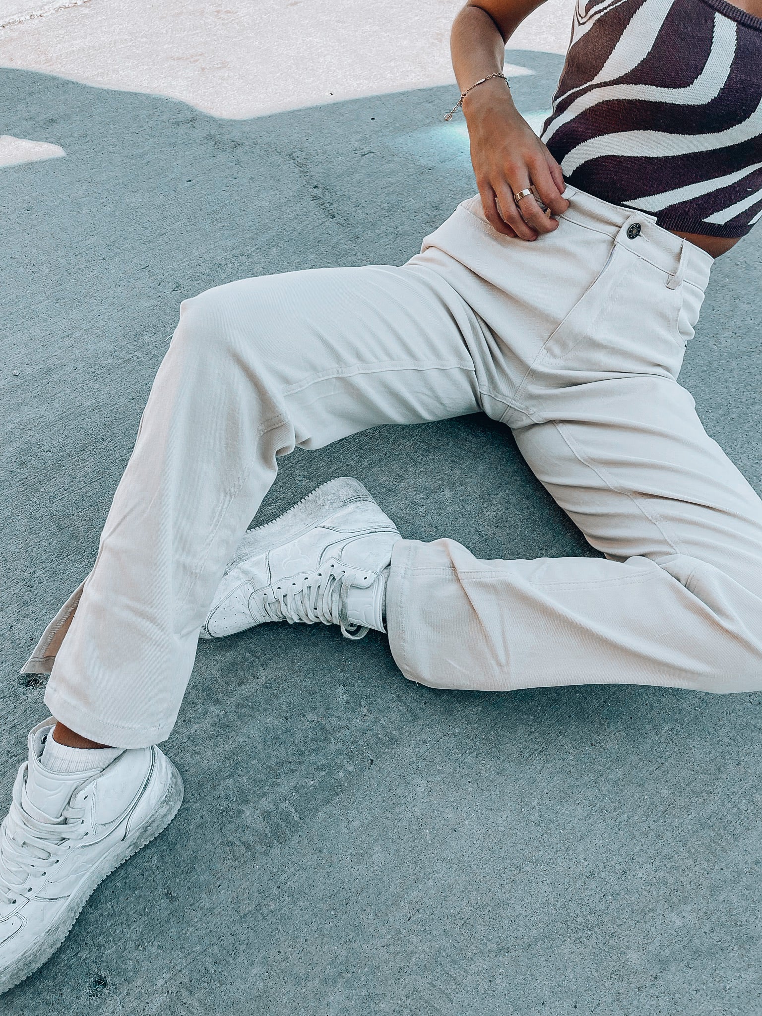 RESTOCKED: Beige Denim Straights