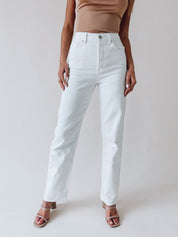 White High Rise Boyfriend Jeans