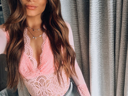 SALE: Pink Fawnia Lace Bodysuit