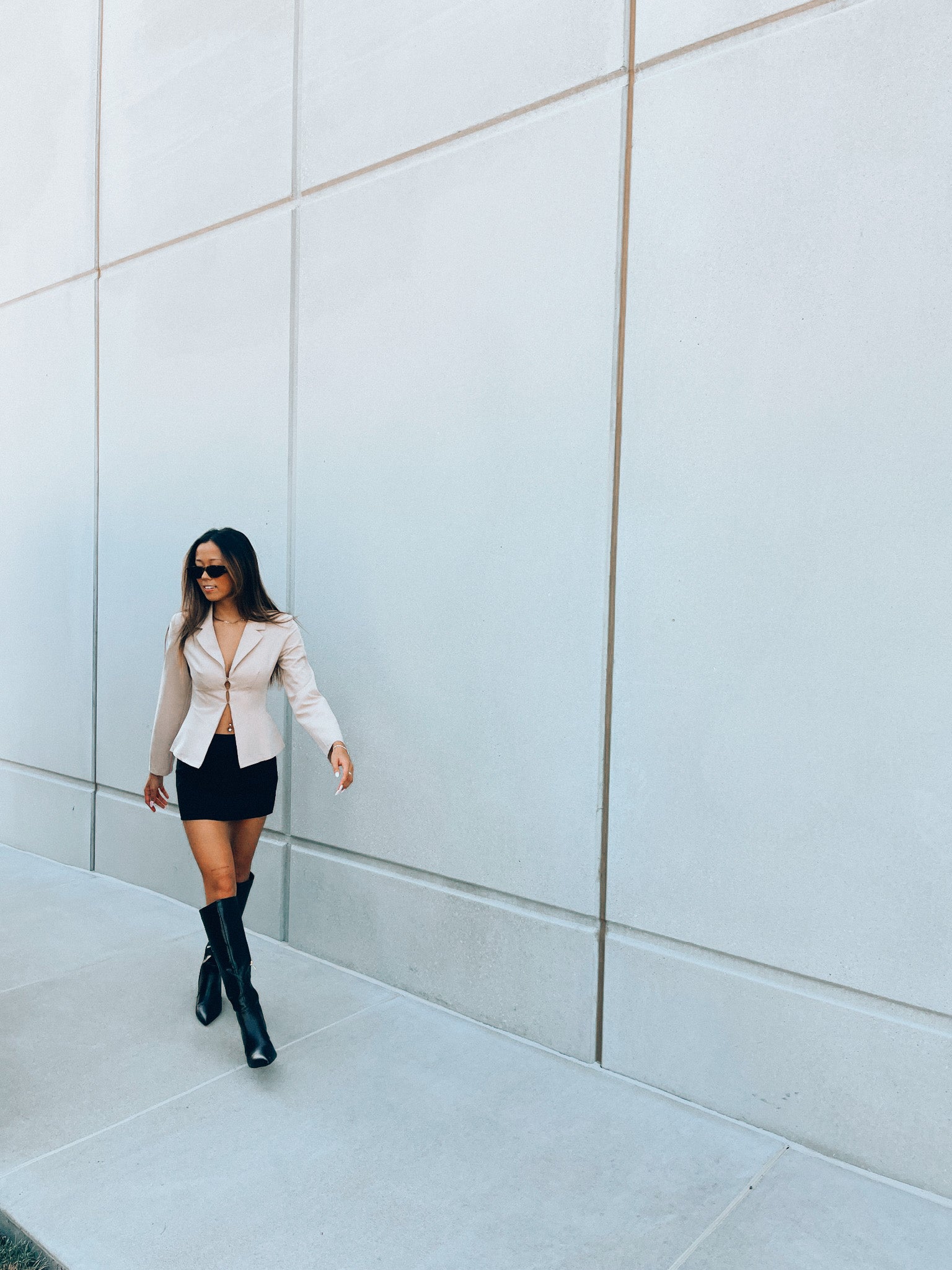 Taupe Lace Up Back Blazer