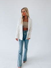 Bindi Crocodile Print Leather Blazer