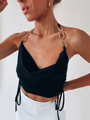 Aliza Gold Chain Halter Crop Top