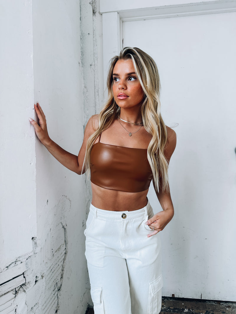 Dylan Cropped Pleather Top