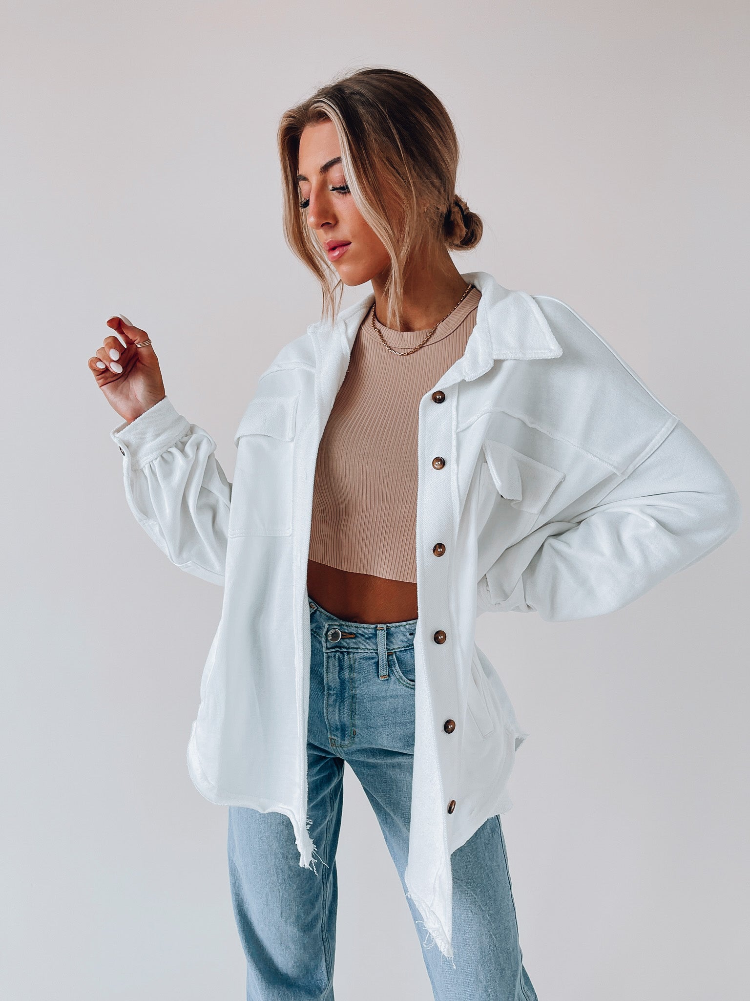 Jessika Button Down Ivory Shacket