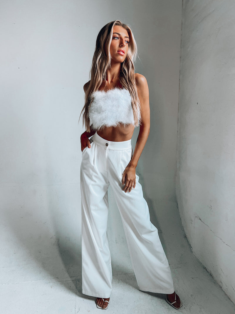 Feather Crop Top In Crisp White
