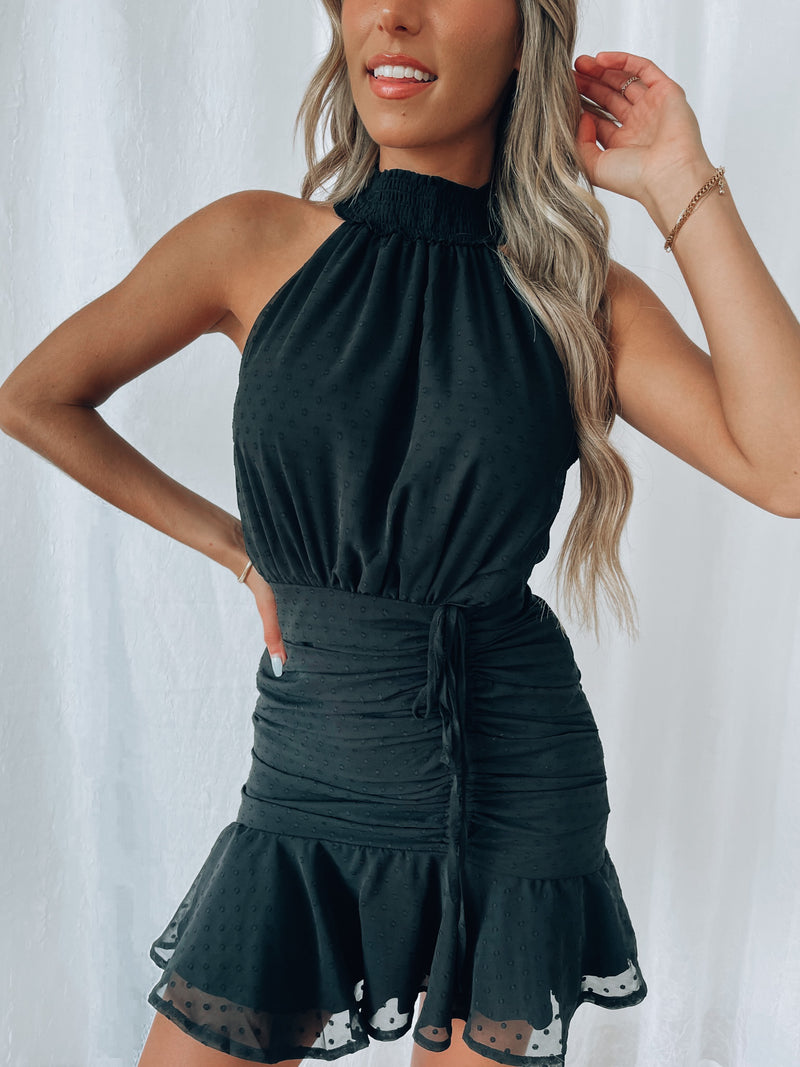 Renae Black Halter Mini Dress