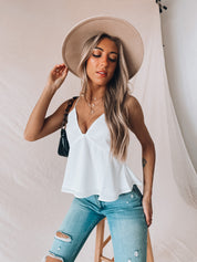 SALE :White Charlee Lace Up Tank