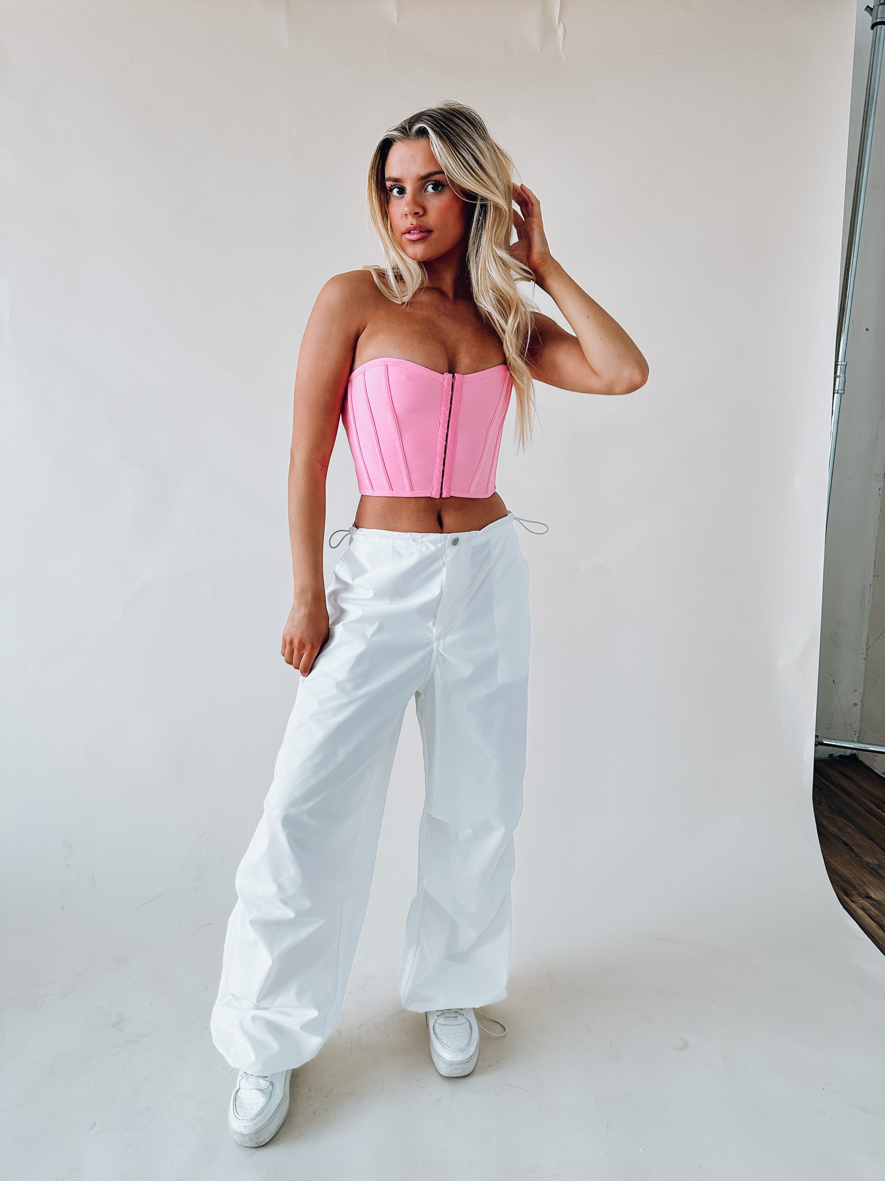 Adele Strapless Corset Top In Blush