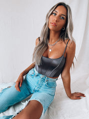 SALE :Charcoal Silky And Sleek Bustier