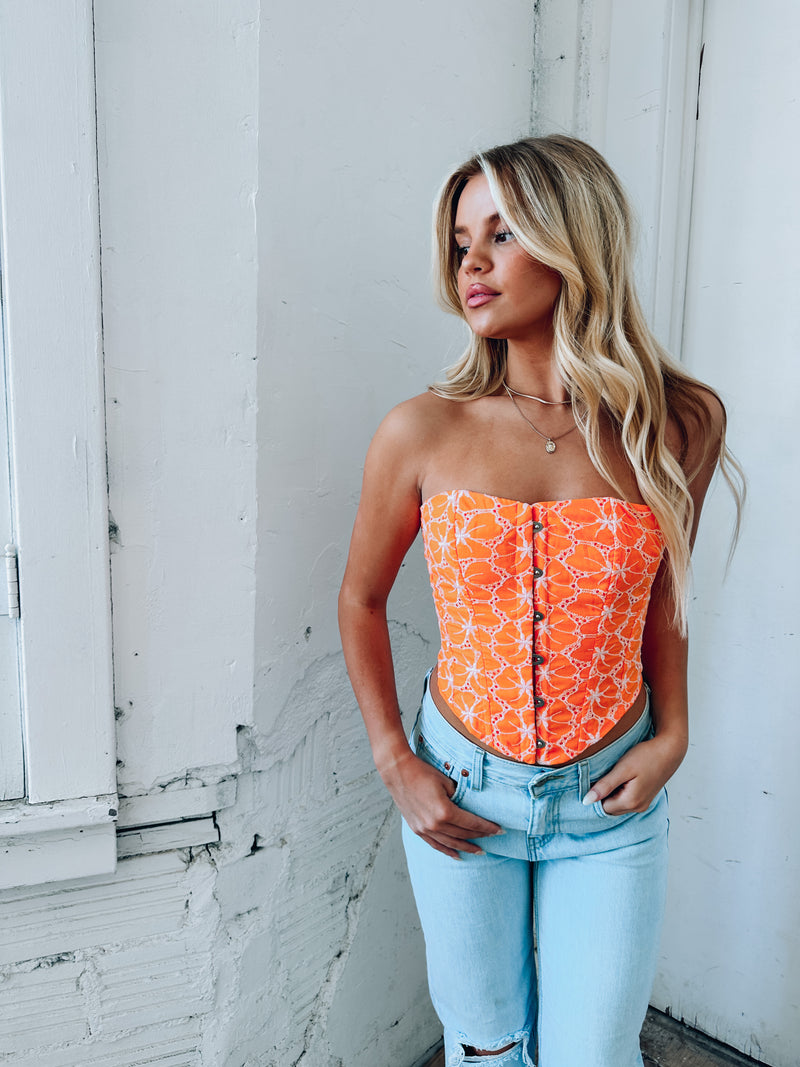 Audrina Embroidered Bustier Top