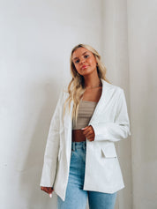 Bindi Crocodile Print Leather Blazer