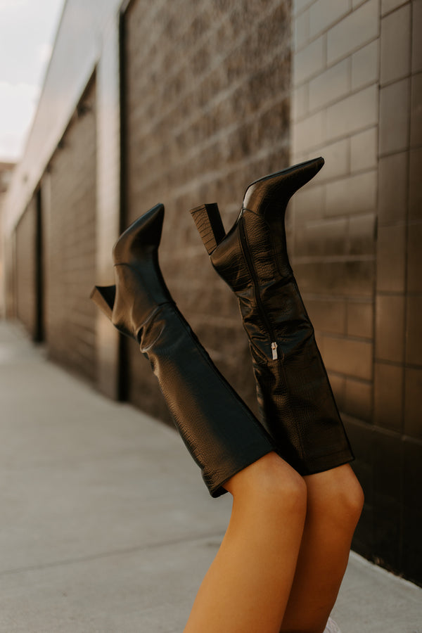 BILLINI: Elanor Black Croc Boot