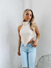Sleeveless Turtleneck Crop Top