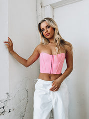 Adele Strapless Corset Top In Blush