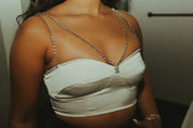 Rhinestone Silk Bustier Top