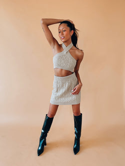 RESTOCKED: Ashleigh Cable Knit Skirt Set